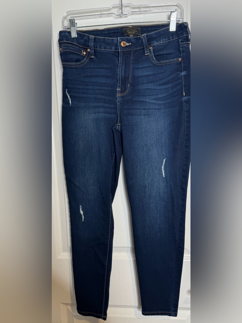 RACHEL Rachel Roy Dark Wash High-Rise Skinny Jeans size 8 cotton blend stretch